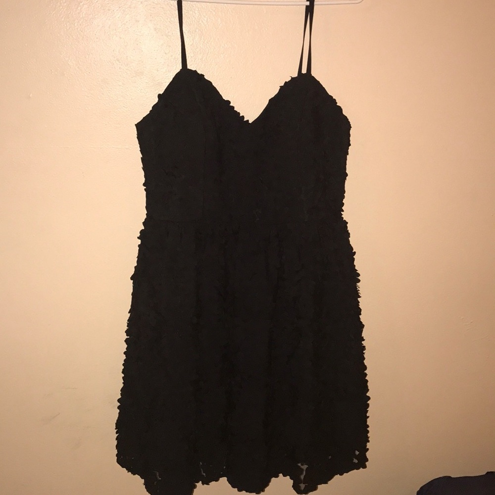 H&M Conscious Black Floral Appliqué Dress